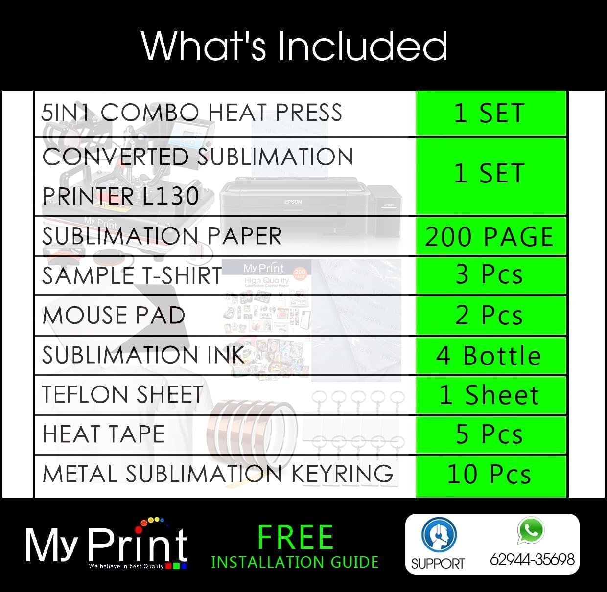 MY PRINT | Complete Setup Sublimation Printing | Heat Press Combo 5 in 1 | Printer L130 - Image 2